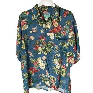 Vintage Reyn Spooner Blue Christmas Hawaiian Shirt, XL